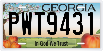 GA license plate PWT9431
