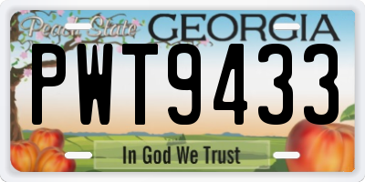 GA license plate PWT9433