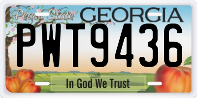 GA license plate PWT9436