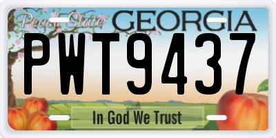 GA license plate PWT9437