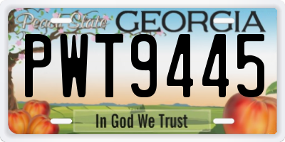 GA license plate PWT9445