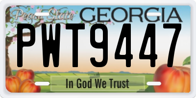 GA license plate PWT9447