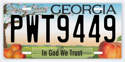 GA license plate PWT9449