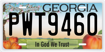 GA license plate PWT9460