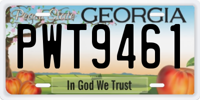GA license plate PWT9461