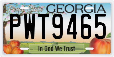 GA license plate PWT9465