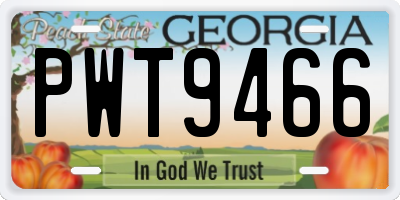 GA license plate PWT9466