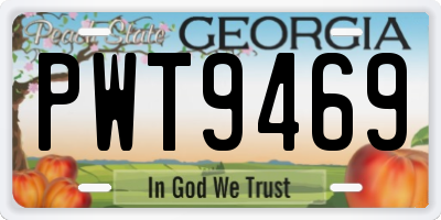 GA license plate PWT9469