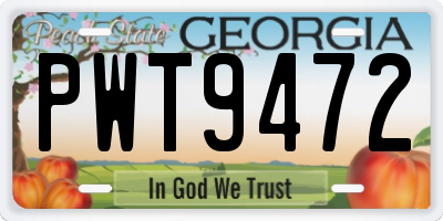 GA license plate PWT9472