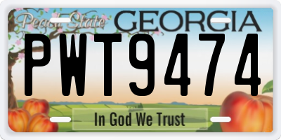 GA license plate PWT9474