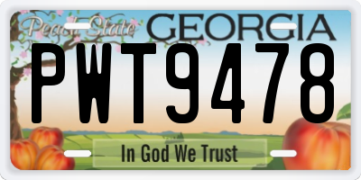 GA license plate PWT9478