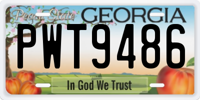 GA license plate PWT9486