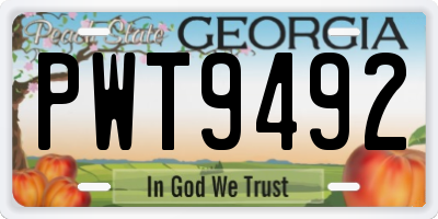 GA license plate PWT9492