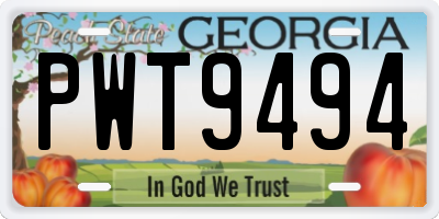 GA license plate PWT9494