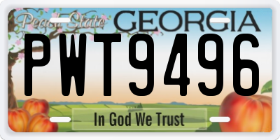 GA license plate PWT9496