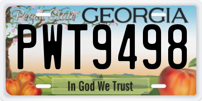 GA license plate PWT9498