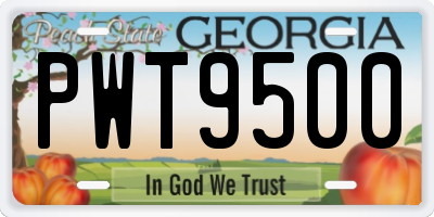 GA license plate PWT9500