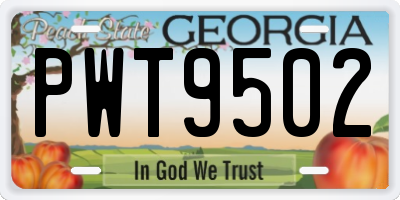 GA license plate PWT9502