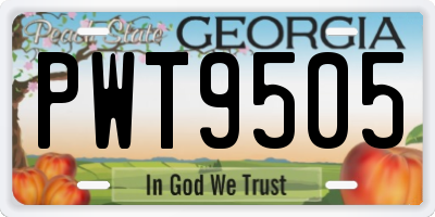 GA license plate PWT9505