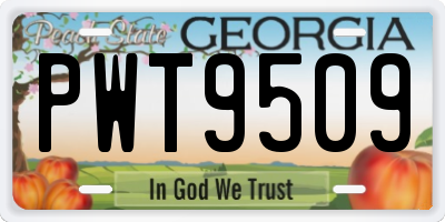 GA license plate PWT9509