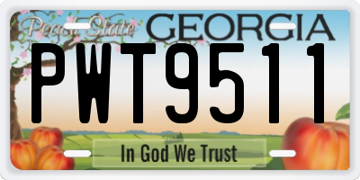 GA license plate PWT9511