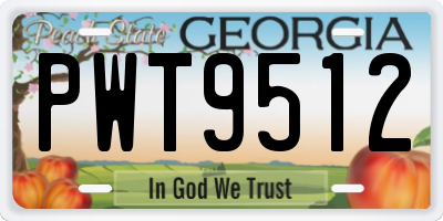 GA license plate PWT9512