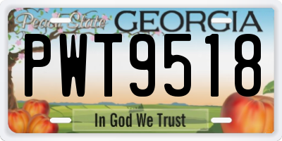 GA license plate PWT9518