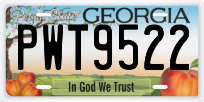 GA license plate PWT9522