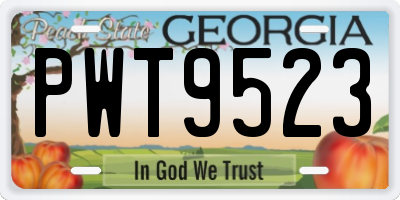 GA license plate PWT9523