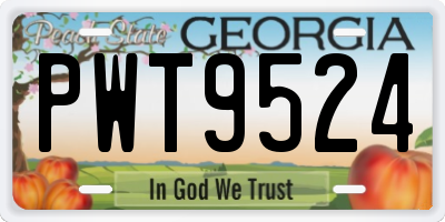 GA license plate PWT9524