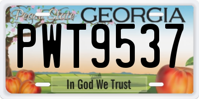 GA license plate PWT9537