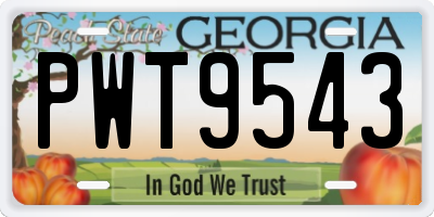 GA license plate PWT9543