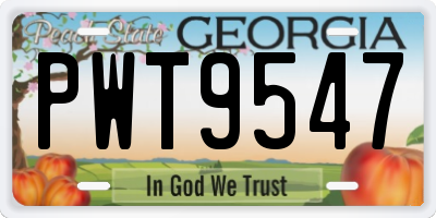 GA license plate PWT9547