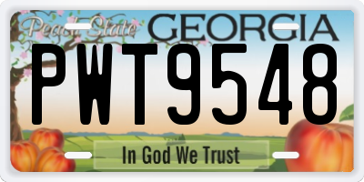 GA license plate PWT9548