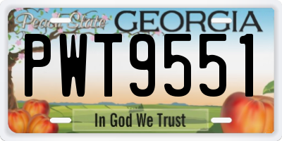 GA license plate PWT9551