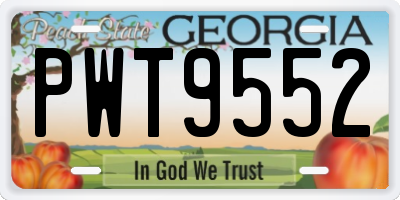 GA license plate PWT9552