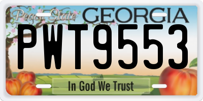GA license plate PWT9553