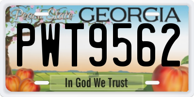 GA license plate PWT9562