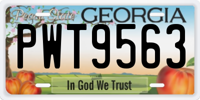 GA license plate PWT9563