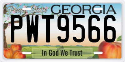 GA license plate PWT9566