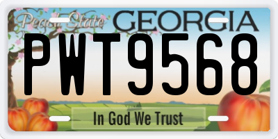 GA license plate PWT9568