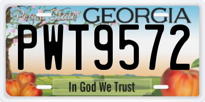 GA license plate PWT9572