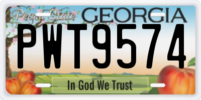 GA license plate PWT9574