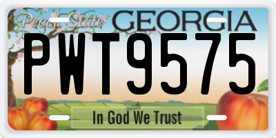 GA license plate PWT9575