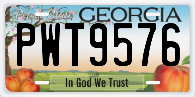GA license plate PWT9576