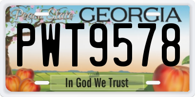 GA license plate PWT9578