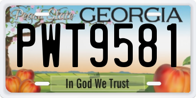 GA license plate PWT9581