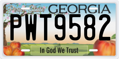 GA license plate PWT9582