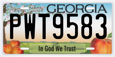 GA license plate PWT9583