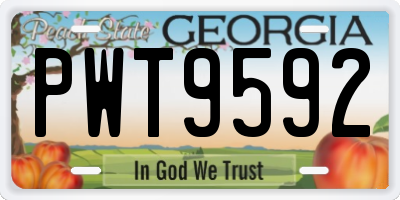 GA license plate PWT9592